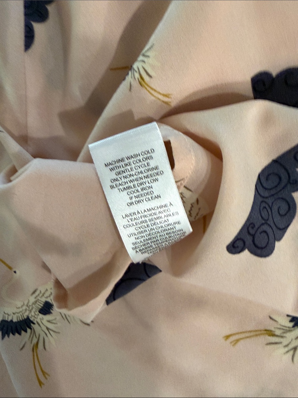 Tahari Light Pink Blouse with Navy Floral Print size XL - Picture 7 of 7